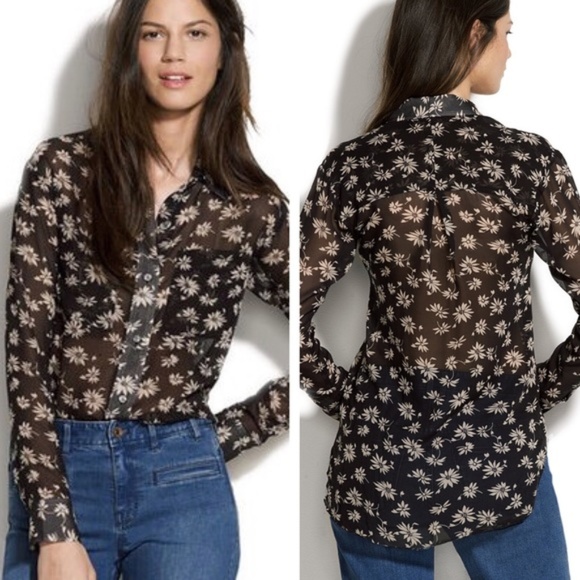 Madewell Tops - Alexa Chung Madewell 100% Silk Floral Penny Blouse